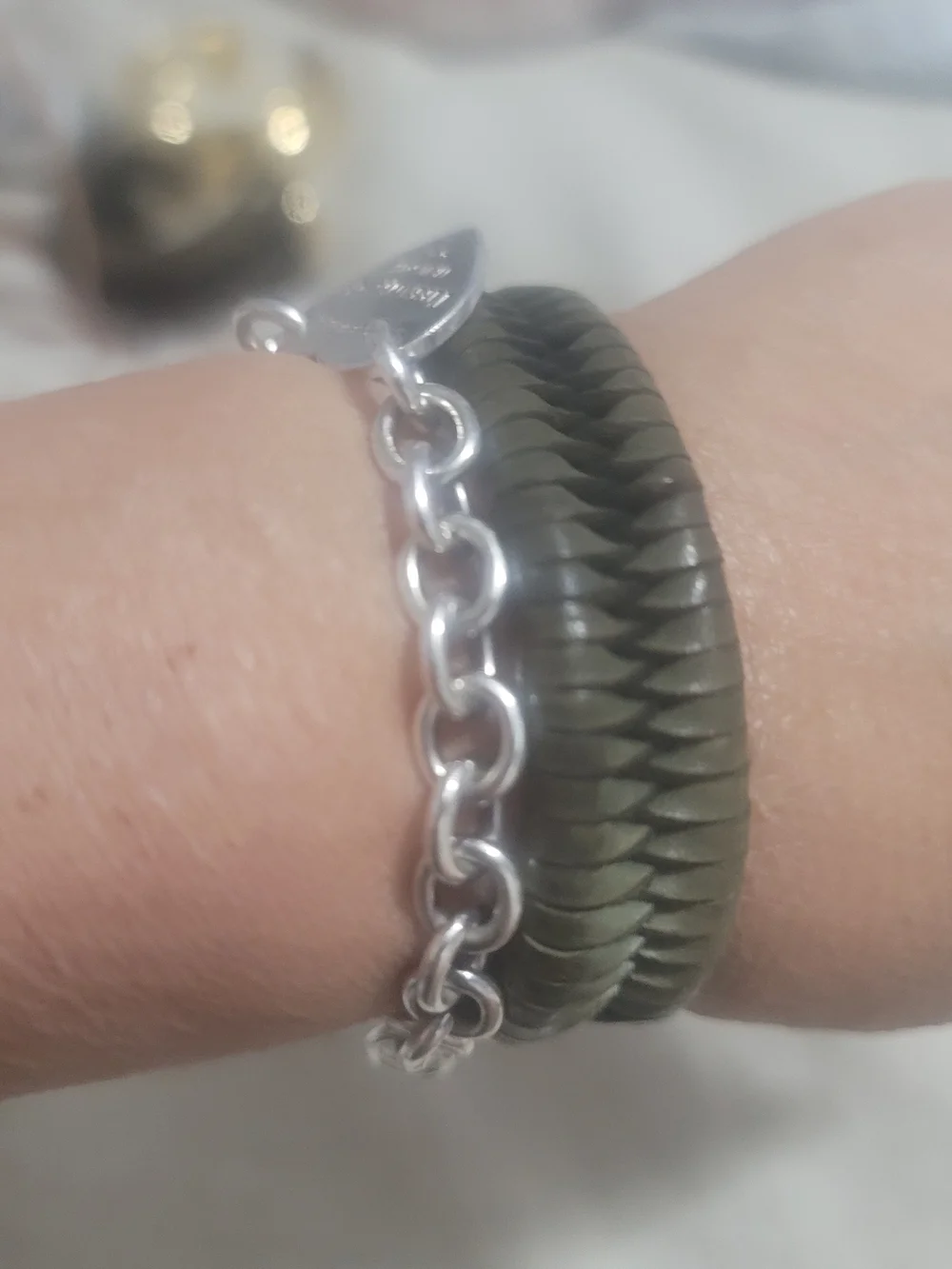 Unisex Black Leather Cuff Bracelet with Gold-Tone Ends